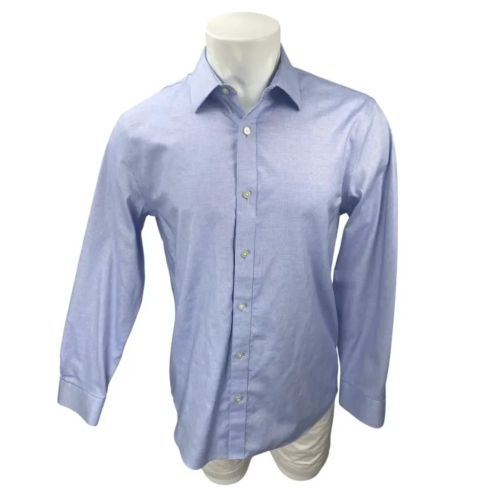 Banana Republic Men's Blue Non-Iron Slim Fit Long Sleeve Button Down Shirt Top L